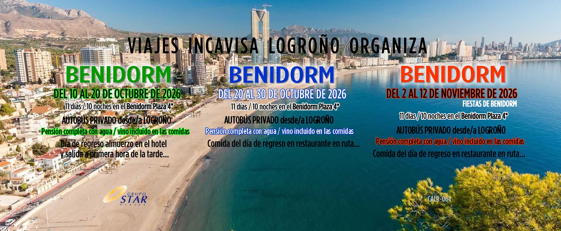 benidorm octy nov 2026 tres salidas